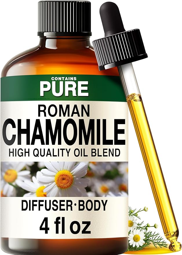 100% Pure Roman Chamomile Essential Oil 4 Fl Oz - Chamomile Oil for Skin | Undiluted Italian Chamaemelum Nobile for Hair, Diffuser, Aromatherapy, Relaxation and Skincare Rituals