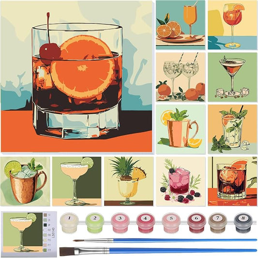 Nezyo 12 Sets Paint by Numbers for Adults with Frame, Acrylic 8x8