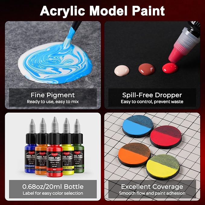 Smallbudi 44 Colors Model Paint Set 20ml/0.6Oz Miniature Acrylic Paint