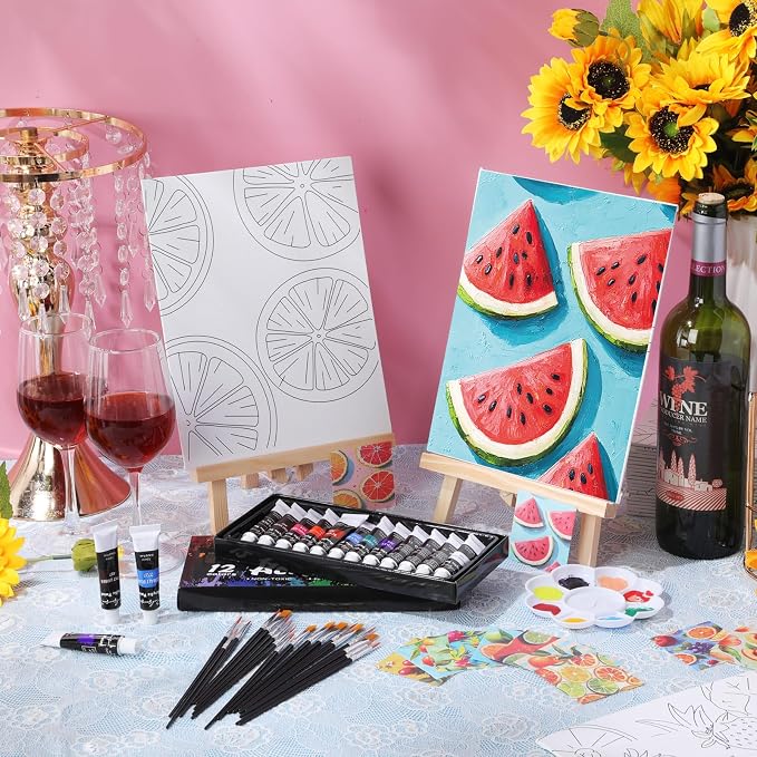 Sherr 24 Pcs Pre Drawn Canvas for Adult, Fruit, 8 x 10 Inch