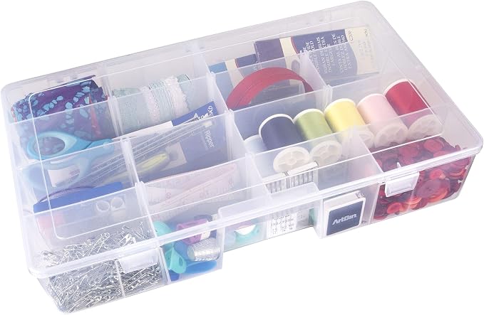 ArtBin 6980AG XL Solutions Box with Dividers, Art & Craft Organizer, [1] Plastic Storage Case, Clear