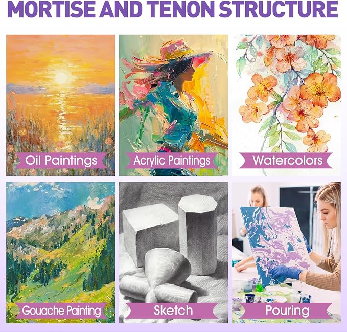 ESRICH 10x10 Stretched Canvas for Painting, 2 Pack Square Canvas for Painting Primed Acid-Free Framed Blank Canvas, Art Canvases for Beginners & Artists to Paint Oil, Acrylic, Pouring Painting.