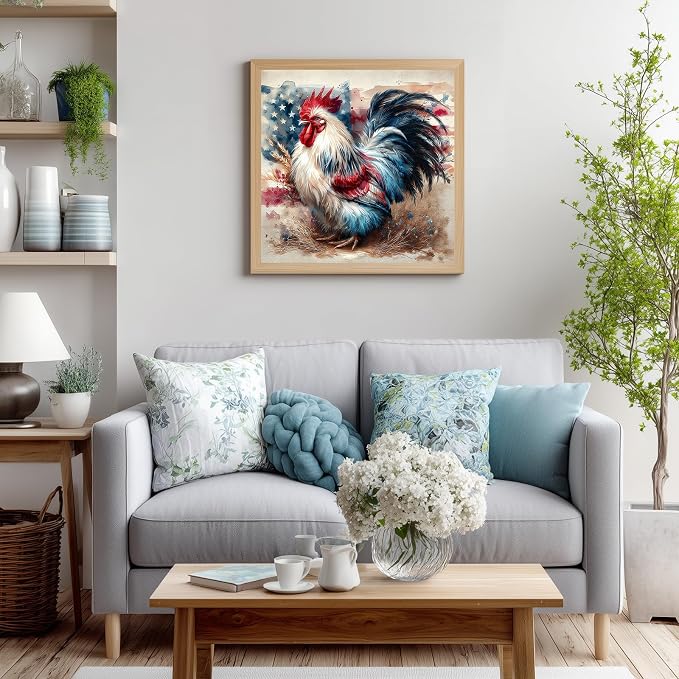Paint by Number American Flag, Chicken Paint by Numbers for Adults 16x20 in