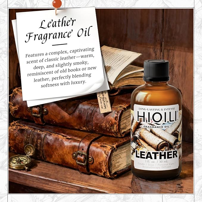 HIQILI Leather Fragrance Oil, Men's Scent for Car Air Freshener - 30ML