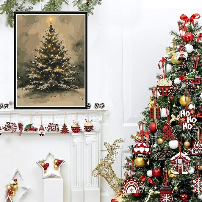 BAWKENTON Christmas Paint by Numbers Kits for Adults Beginner