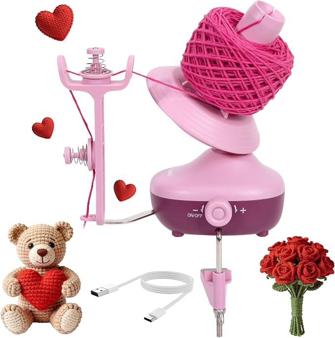 Yarn Winder Electric, Auto Compact Cake Winding for Knitting Lovers | Perfect Yarn Organizer with Strong Tension & Adjustable Speed, Efficient Large Capacity Yarn Ball Spinner for Crafters Purple