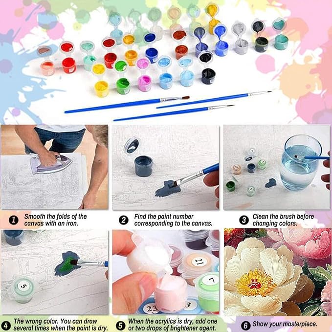 Arttoplus Flowers Paint by Numbers Kit for Adults Beginner 16x20 inch | Butterfly Adult Paint by Number Kits on Canvas, Flowers Oil Painting by Number for Gift Home Wall Decor (Without Frame)