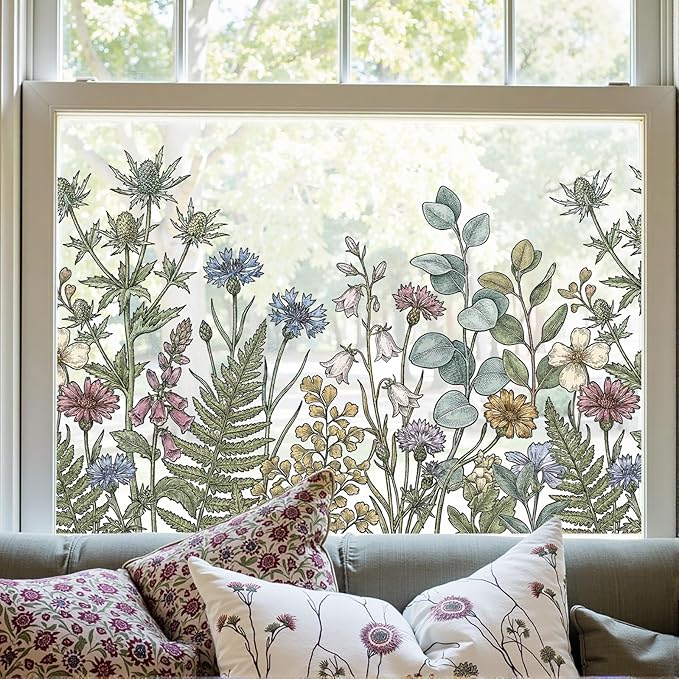 ADD.HERES Stained Glass Window Film, Window Film Decorative, 17.5 x 78.7 in
