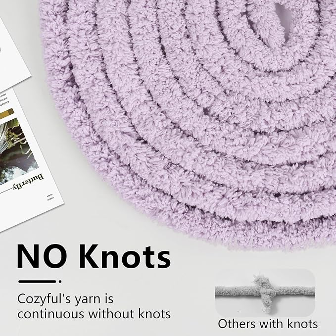 Cozyful Chunky Yarn for Hand Knitting - #10 Chunky Chenille Yarn, Jumbo Big Thick Chunky Yarns for Crocheting, Super Bulky Chunky Knit Blanket Yarns, 8 Skein (22 yds 8 oz Each Skein), Lavender Fog