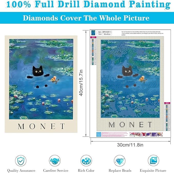 3 Pack Black Cat Diamond Art Kits for Adults Diamond Painting Kit Beginner