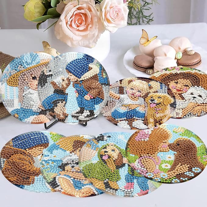Diamond Art Kits for Adults Beginners, 8 Pcs Diamond Painting Coasters Kits