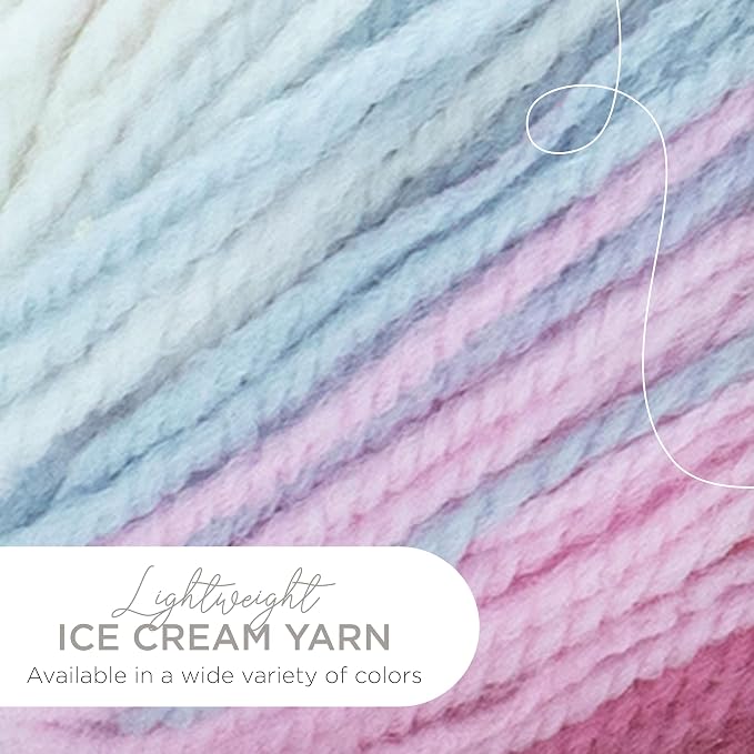 Lion Brand Yarn, Ice Cream Baby Yarn for Knitting, Crochet, and Crafts, Ube, 1 Pack, DK Weight Colorful Acrylic Fiber for Baby Blankets, Hats, and Sweaters