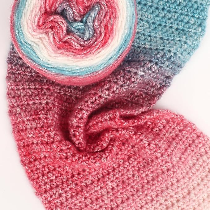 Katech 4 Pack Gradient Cake Yarn for Crocheting-Fairyland Multicolor Yarn | 100g/3.52 oz-DK Light Weight #3-60% Cotton 30% Acrylic 10% Wool-Perfect for Scarves, Shawls, Blankets and Garments(M)