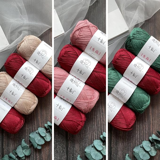 Linen rayon lyocell blend yarn, superfine fingering weight (1), 150g/5.29oz (3 strands, 50g/230yds per strand)- 15 Cranberry