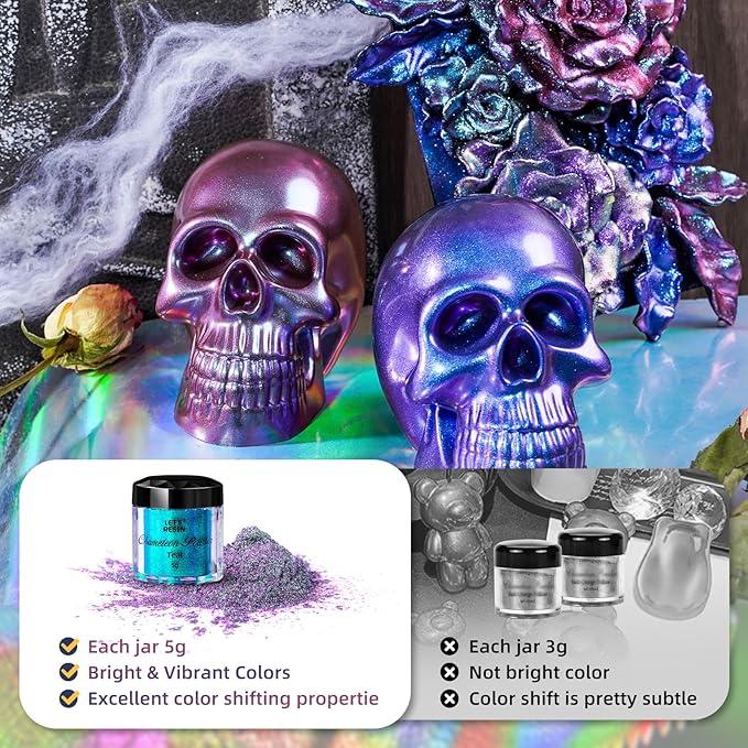 LET'S RESIN Chameleon Mica Powder, 10 * 5g Color Shift Mica Powder