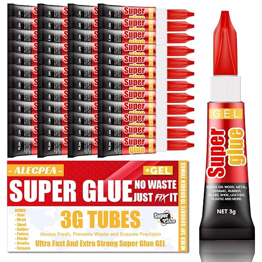 ALECPEA Super Glue Gel, 48 X 3g Tubes for Crafts, Models and Repairs