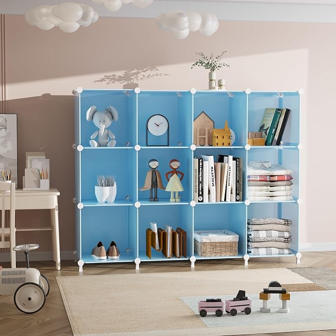 AWTATOS 12 Cube Storage Organizer, Closet Organizers Storage Shelves, Blue