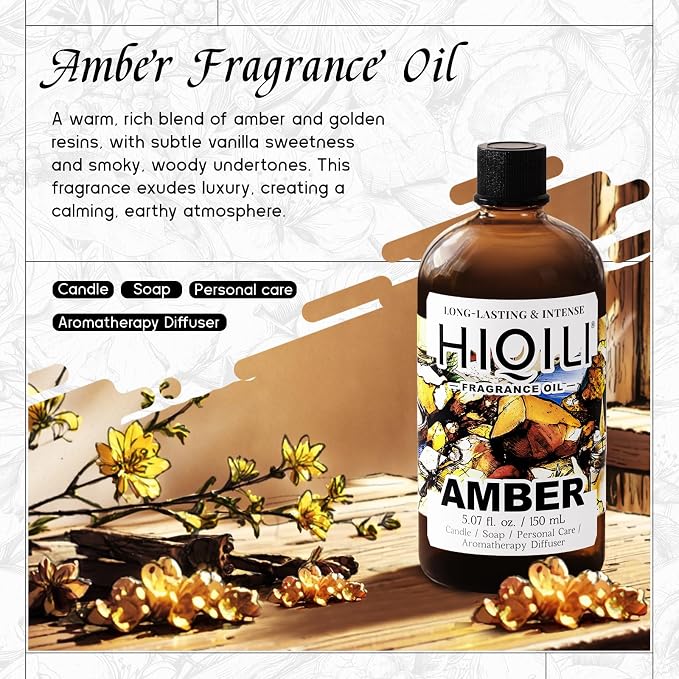 HIQILI Amber Fragrance Oil for Perfume Making - 5.07 Fl Oz / 150 ML