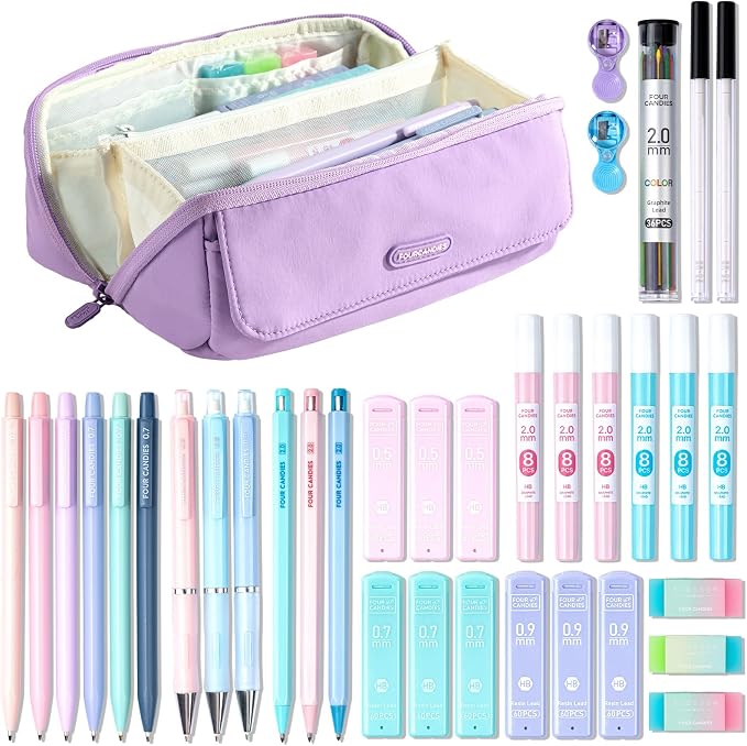 Four Candies 36PCS Mechanical Pencil Set with 624 Refills (Light Purple)