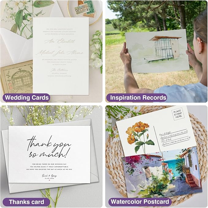 30 Pack Foldable Blank Watercolor Cards with Envelopes 4"x6"