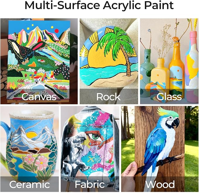 Smallbudi 15 Colors Large Bulk Acrylic Paint Set 10 oz/300 ml for Artists | Rich Pigment Art Painting Supplies Non Toxic Acrylic Kit for Kid & Adult Painting on Canvas Wood Fabric Rock Craft, with Pump