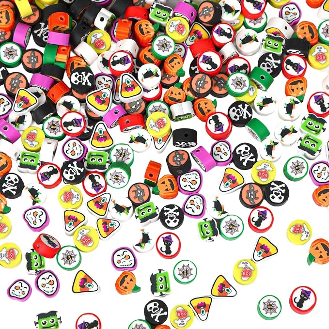 Augshy 300PCS Halloween Polymer Clay Beads for Bracelets Jewelry Making