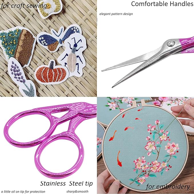 BIHRTC 3.6" Little Bird Scissors with Artificial Leather Cover for Crafts | 3.6 Inch Scissors with Faux Leather Protective Pouch for Sewing,Embroidery,Cross Stitch,Needlework,Handcraft,Art Projects
