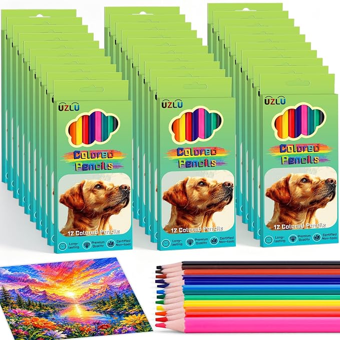 360 Count Colored Pencils Bulk, 30 Packs Colored Pencils, 12 Colors Pre-sharpened Coloring Pencils for Adults, Bulk School Supplies for Teachers, Classroom Prizes, Drawing Sketching Shading