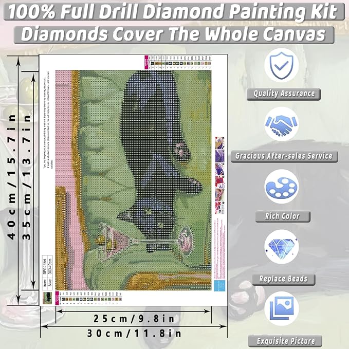 Black Cat Diamond Art Kits for Adults Diamond Painting Kit for Beginner | 5D Animal DIY Funny Vintage Diamond Dots Full Drill Crafts for Gem Art Dot Art for Adults Home Wall Decor for Teens 12x16 in