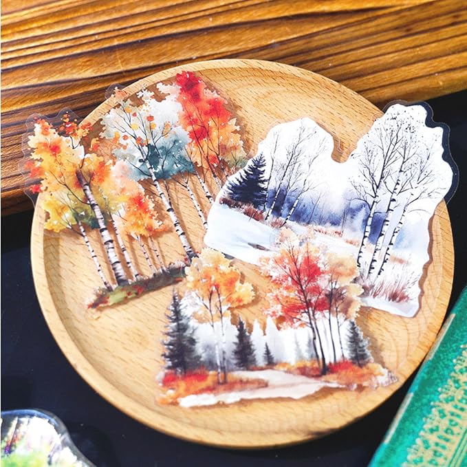 120 Pieces Botanical Tree-Themed PET Sticker