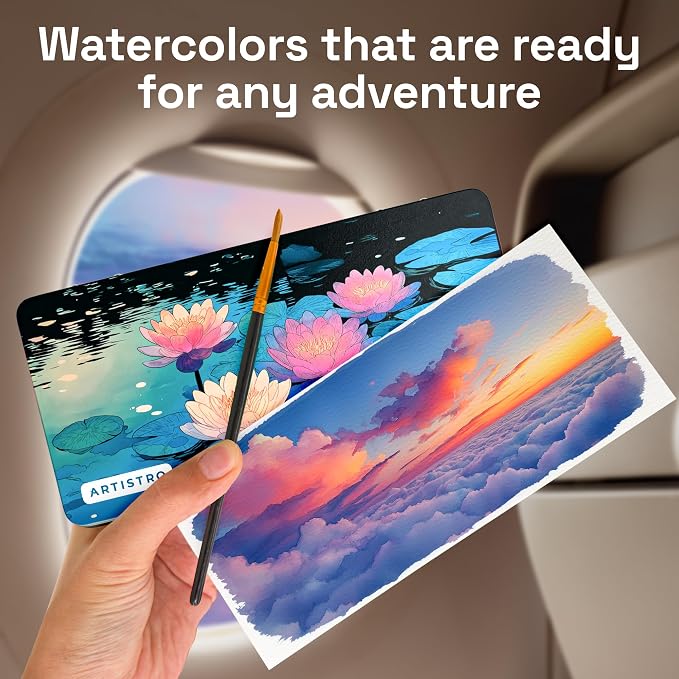 ARTISTRO Watercolor Paint Set with Palette & Brush Pens - 168 Colors | Portable Paint Art Kit, Travel Water Color Set, For Adults, Professionals, & Kids, Art & Painting Supplies, Gift Idea