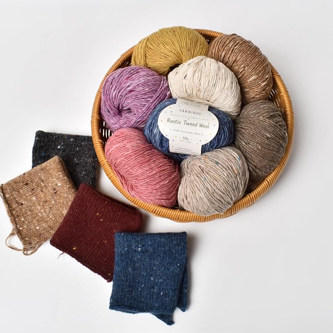 Rustic Tweed Wool Yarn, 1oo% Australian Wool, DK, 4 Skeins 200g/656yds (3134 Vintage Taupe), Tweed Wool Yarn for Crochet | Soft Structure | Beautiful Stitch Texture