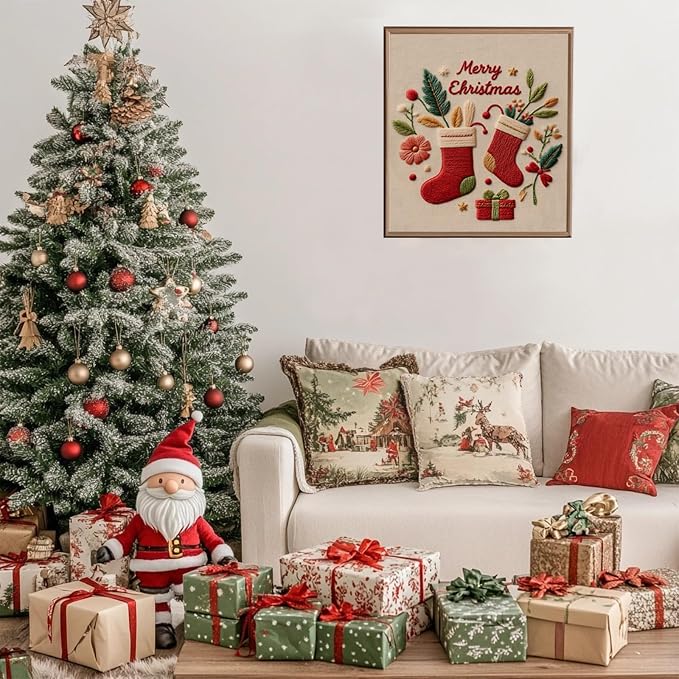 COCOMOX Christmas Embroidery Kit for Beginners, Hand Craft Gift for Adults | 3 Different Christmas Pattern, Cross Stitch Kits