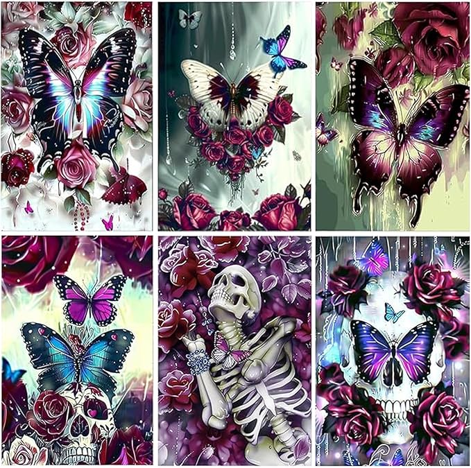 Leatrice Skull Diamond Painting Kits for Adults Butterfly Diamond Art Kits
