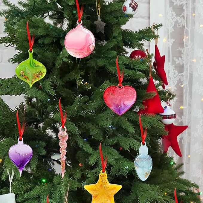 2 Pcs Christmas Pendant Silicone Molds, Christmas Epoxy Resin Molds, Xmas Ornament Resin Mold for DIY Art Craft, Jewelry Accessories, Xmas Pendant Decorations