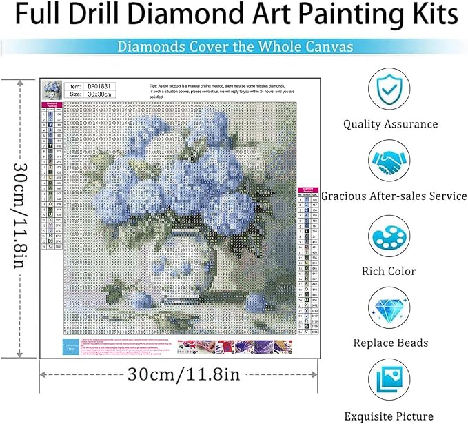 Diamond Art Kits for Adults,Hydrangea Diamond Painting Kits 12 x 12in