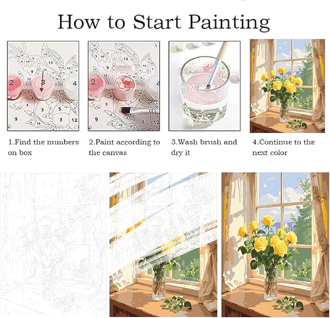 ZRIZQ Paint by Numbers Kit for Adults Beginner,Flower Landscape,16x20