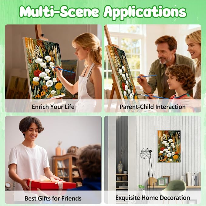MAXBYE Framed Paint by Numbers Kits for Adults with Wooden Easel, Floral Botanical Easy DIY Adult Paint by Number Kits on Canvas, Paintings Kit for Beginners Gift Home Wall Garden Decor 10×14 Inch