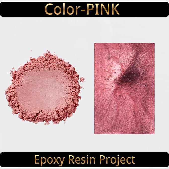 Mica Powder, Pink, 240g with Scoop, Complies with ASTM D-4236 | For Epoxy Resin, Soap, Bath Bomb, Candle| Safety Material| Odorless| Brilliant Colors