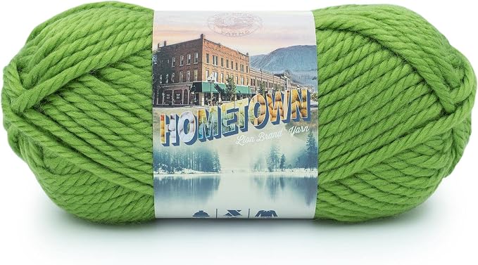 Lion Brand Yarn Hometown Yarn, Super-Bulky Yarn for Knitting, Crocheting, and Crafting, 1 Pack, Oklahoma City Green | Super Bulky Acrylic Fiber for Warm Crochet Blankets, Knit Winter Hats, Chunky Cardigans, Soft Scarves, Weaving