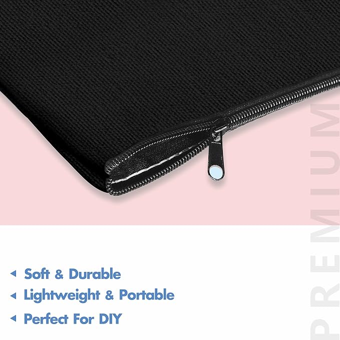 8 Pack Blank Cotton Canvas DIY Craft Zipper Bags Pouches Pencil Case for Makeup Cosmetic Toiletry Stationary Storage (Beige &Black 8.3” x 4.7”)