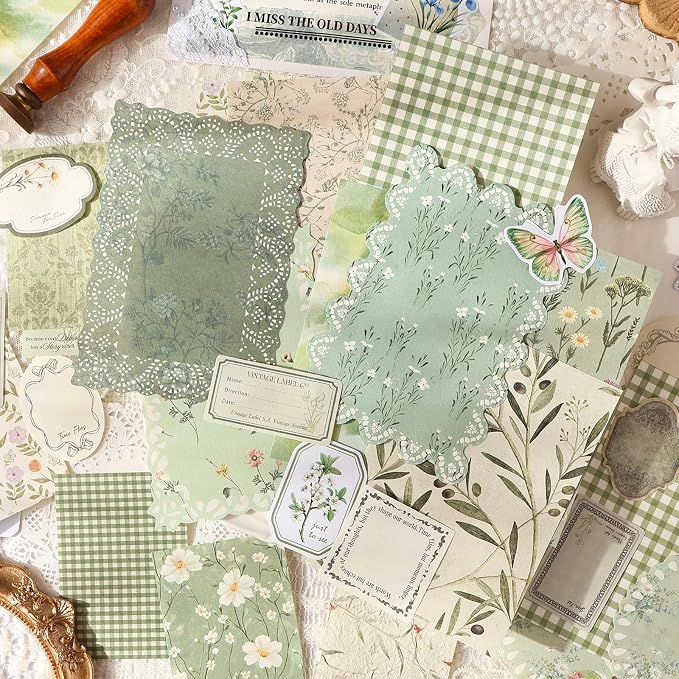 400 Pcs Floral Scrapbook Paper & Stickers, 4 Packs Scrapbook Supplies Kit, Junk Journal Scrapbooking Paper for Journaling, Scrapbooking Embellishments, Planner, Card Making