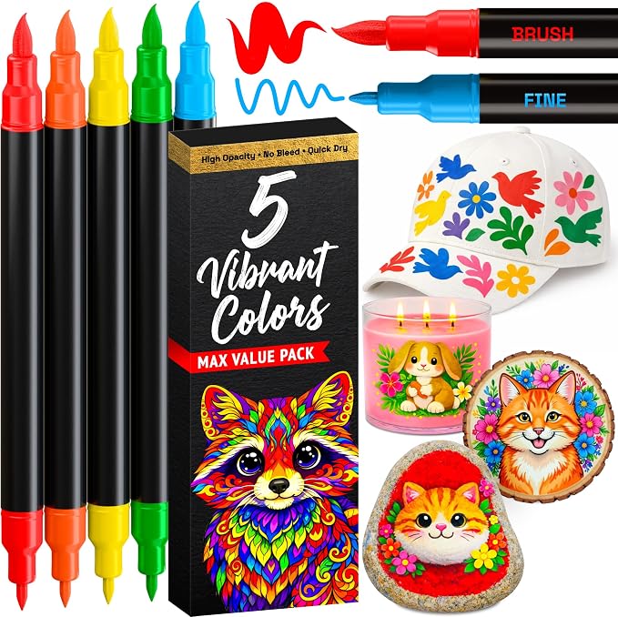 ARTISTRO Dual-Tip Acrylic Paint Marker Pens for Drawing | For Fabric, Rock, Glass, Wood, & Molds, Arts & Crafts Gift for Adults, Teens, & Kids, Classroom Must Haves & School Supplies
