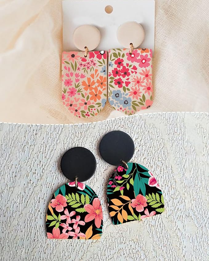 Puocaon Floral Clay Transfer Paper - 20 Pcs for Polymer Clay Jewelry, Water Transfer Sheets, Flower Blossom Magic Paper