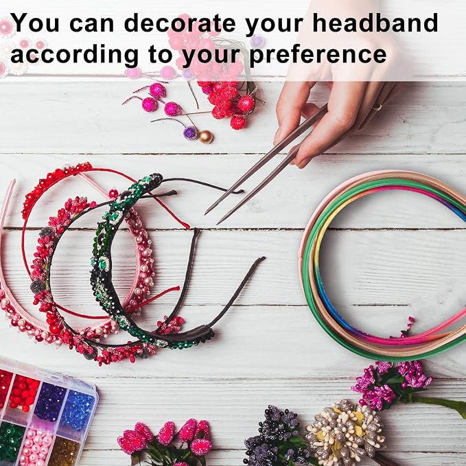 Duufin 30 Pieces Satin Headbands for Girls 1cm/0.39 inch Girls Headbands