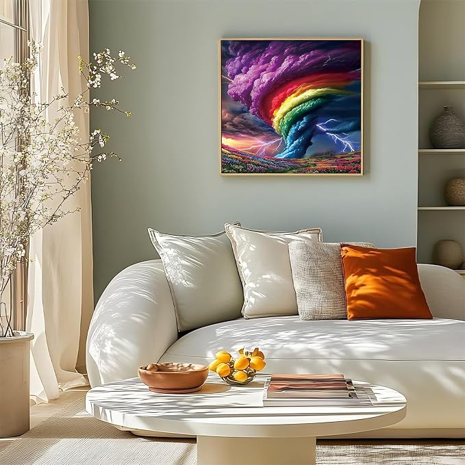 AIBOERL Diamond Art Kits for Adults,Rainbow Diamond Painting Wall Decor | Round Drill Scenery Diamond Painting for Beginners DIY Rhinestone 5D Diamond dots(Gemstone Craft)Wall Art Gift 12x16IN