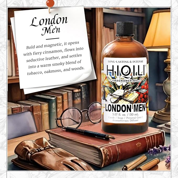 HIQILI London Men Fragrance Oil for Candle & Soap Making, Inspired by Bvr.Berry LON for-Men, Essential Oil for Diffuser, Large Rooms, Office, New Car Scents - 5.07 Fl Oz (Pack of 1)