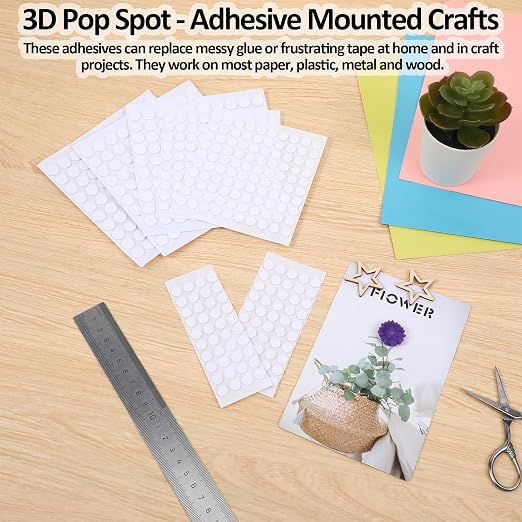 10 Sheet Foam Dots Double-Sided 1000 Pcs Round Adhesive 3D Craft Foam Tape for Scrapbooking Mini Foam Stickers for Art Crafts DIY Handmade Card Making (0.3 inch & 0.4 inch)