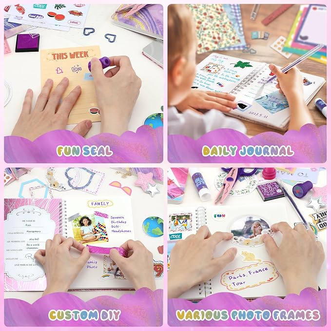 PERRYHOME 2-Pack DIY Journal Kit for Girls - 200+Pcs Journal Set for Tween & Teen Girls, Journaling Art & Crafts Kits, Birthday Gifts for 8 9 10 11 12 13 14 Year Old Girl