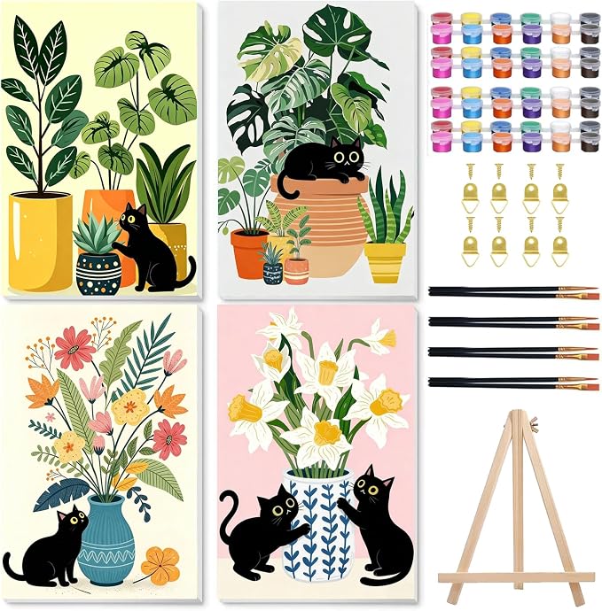 Cat Paint by Number for Adults, Paint by Numbers Kit for Adults 8x12 Inch